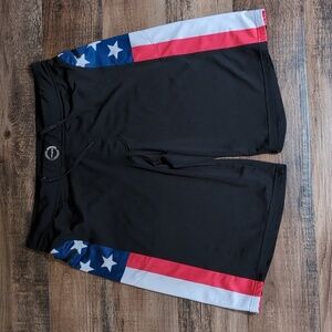 Hylete Crossfit Multi-Sport Shorts Size XL American Flag & Black 11" Inseam